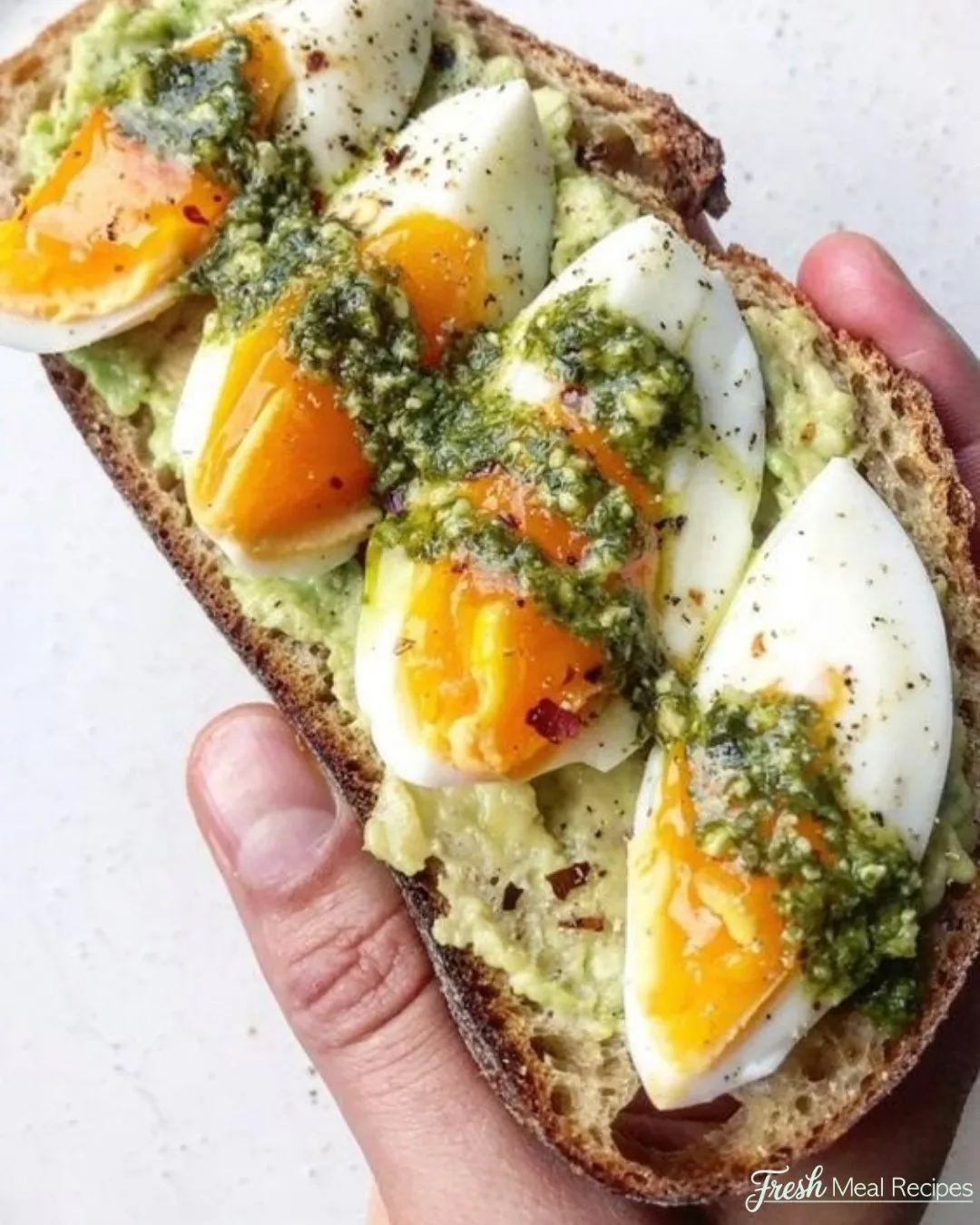 Pesto Avocado Toast with Eggs