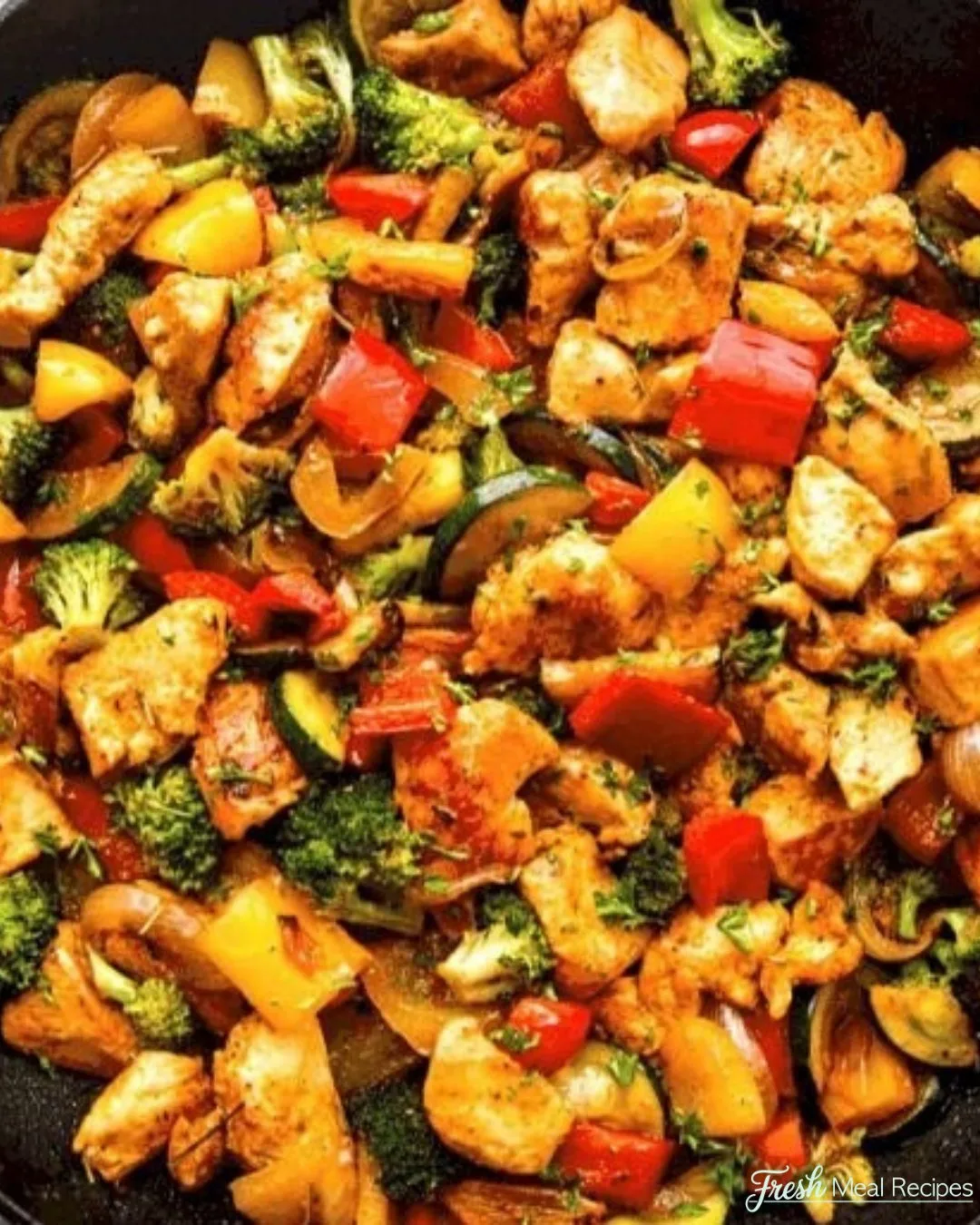 Easy Chicken and Vegetables Skillet Recipe Combines Garlicky Chicken Breast and a Rainbow of…