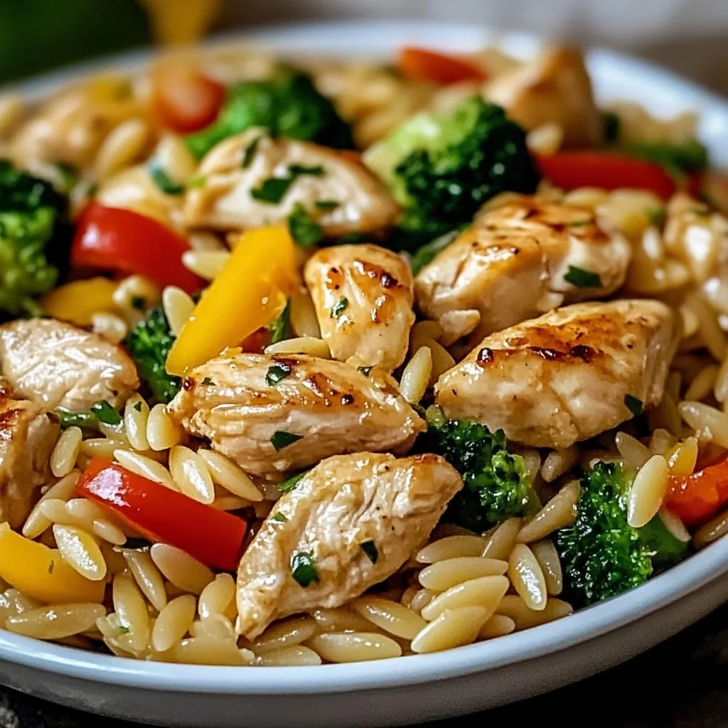 Lemon Chicken & Veggie Orzo Stir Fry