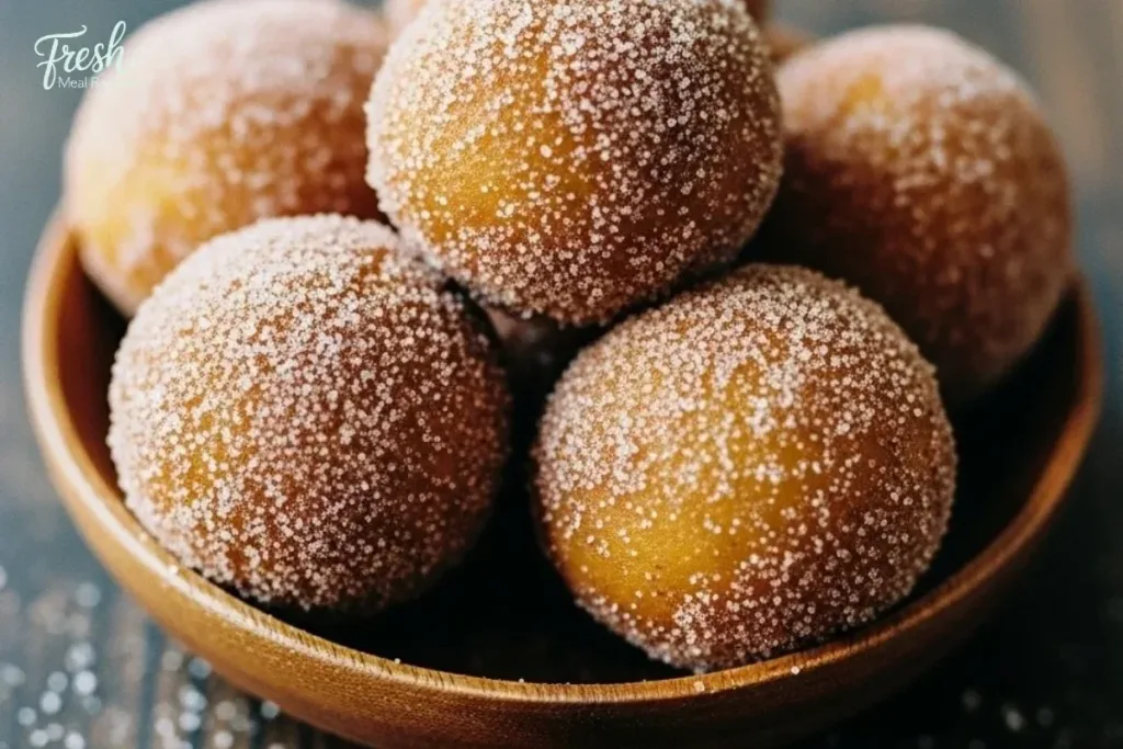 Delicious cinnamon sugar donut holes on a plate