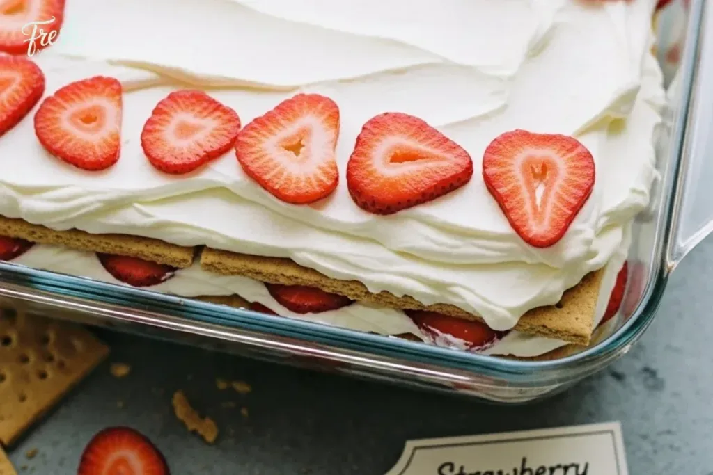Easy strawberry icebox cake made with only three ingredients