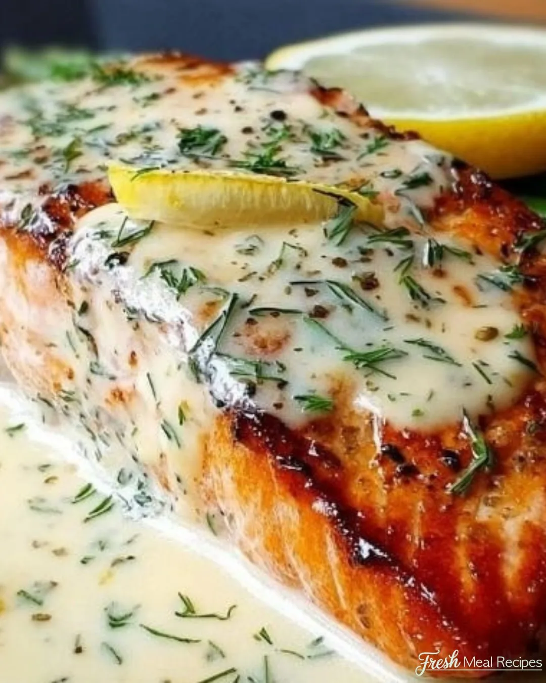 Baked Salmon with Lemon Butter Cream Sauce