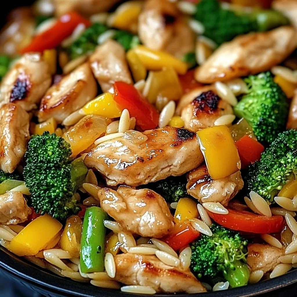Lemon Chicken & Veggie Orzo Stir Fry