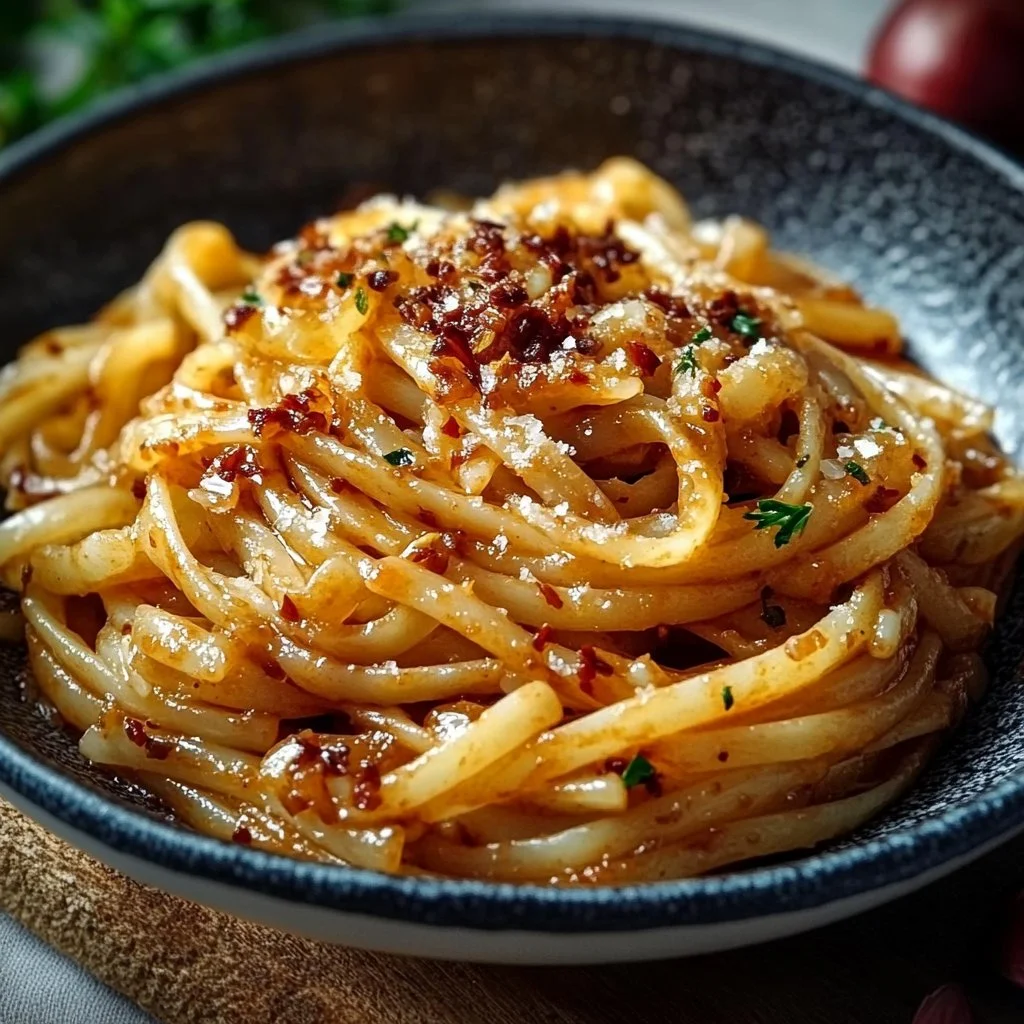 Caramelized Onion Pasta with Chili Oil: A Sweet and Spicy Flavor Bomb