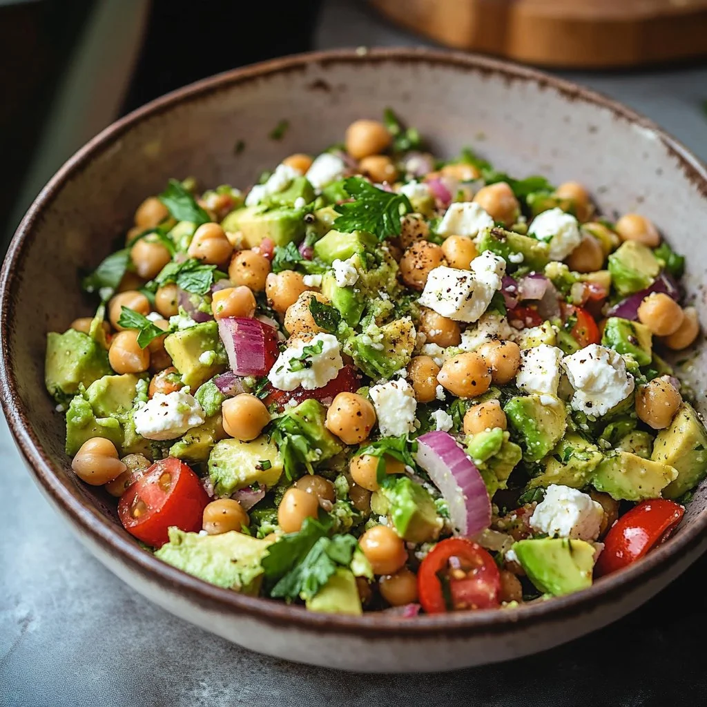 Chickpea Feta Avocado Salad
