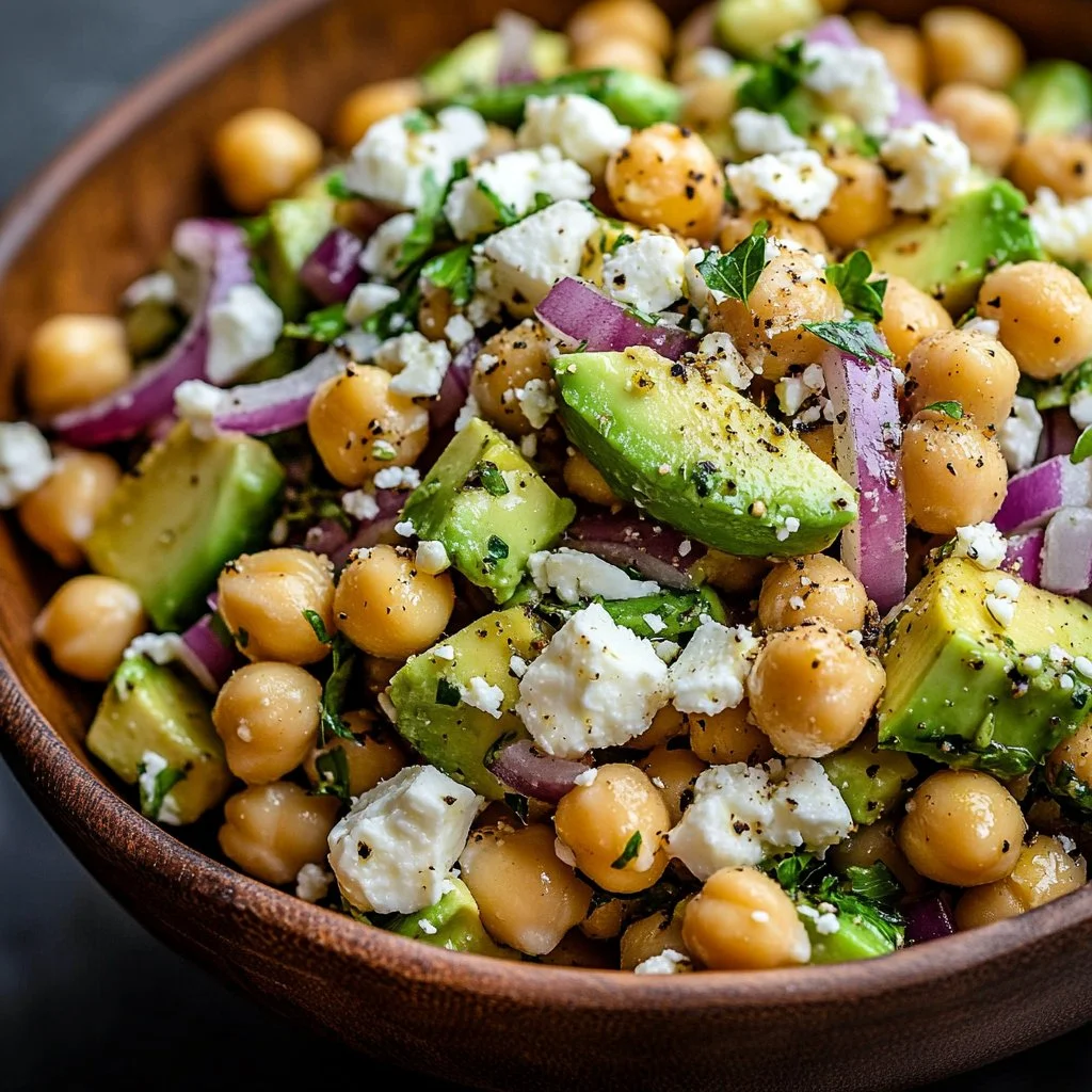 Chickpea Feta Avocado Salad