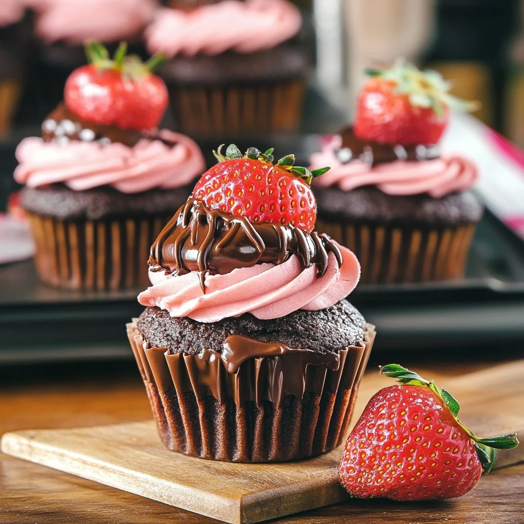 Chocolate Covered Strawberry Cupcakes