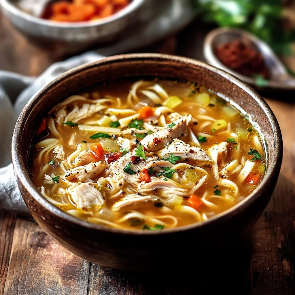 Classic Ginger Garlic Chicken Noodle Soup