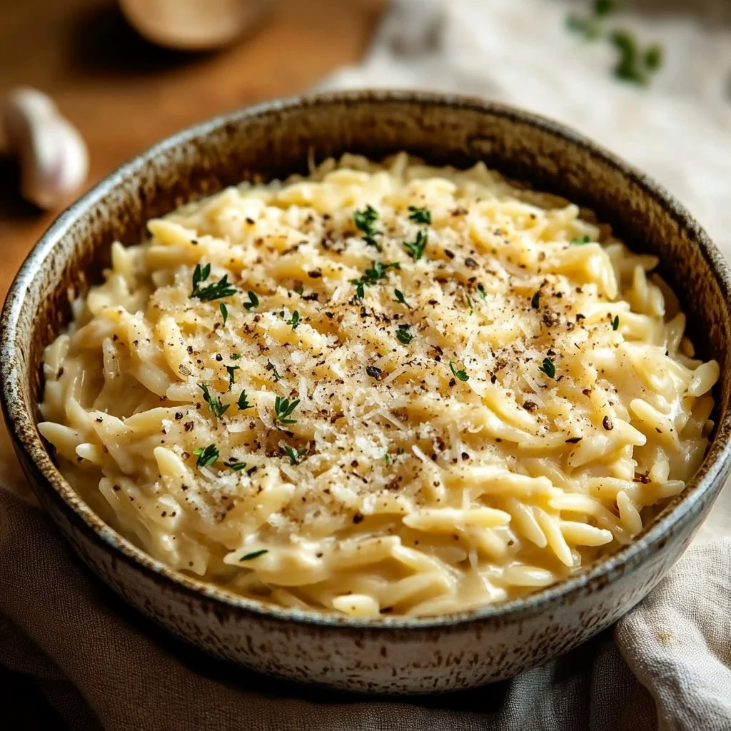 Creamy Garlic Parmesan Orzo