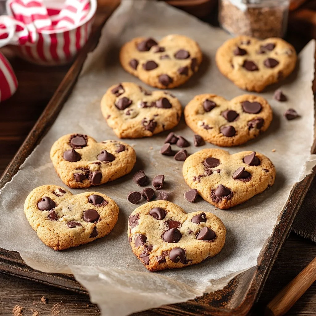 Heart Shaped Chocolate Chip Cookies