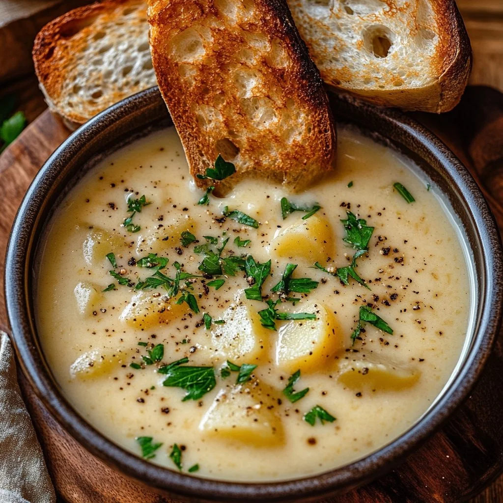 Hearty Cheddar Garlic Herb Potato Soup Recipe