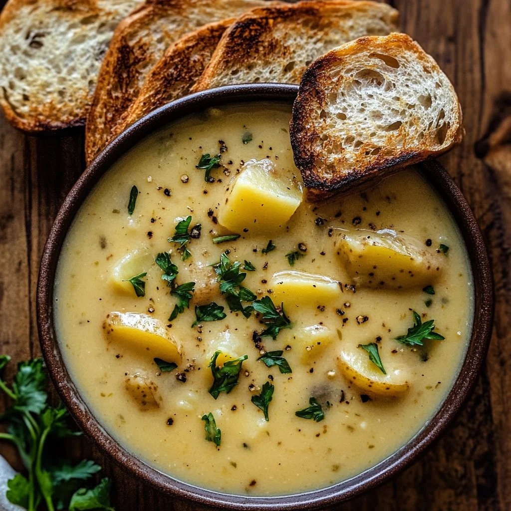Hearty Cheddar Garlic Herb Potato Soup Recipe