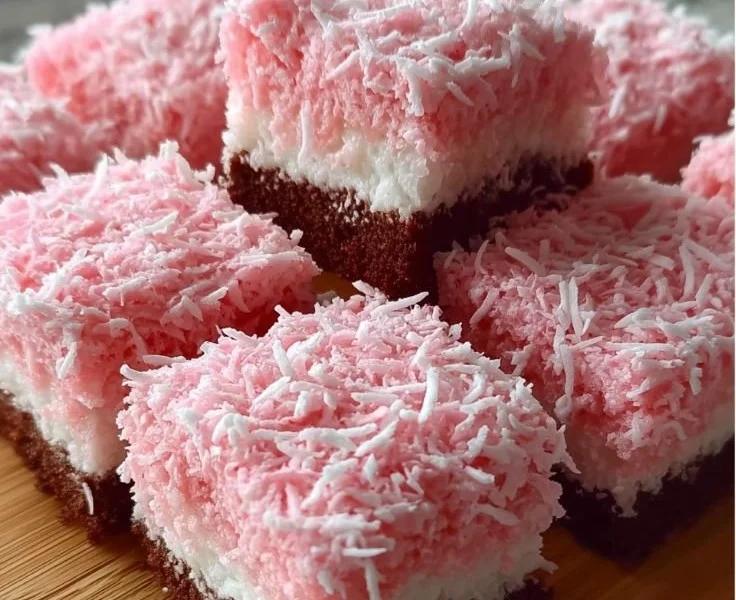 Pink Coconut Snowball Cake Bars
