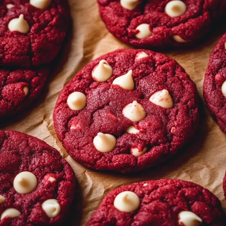 Freshly baked Red Velvet Cookies with cream cheese frosting on a plate.