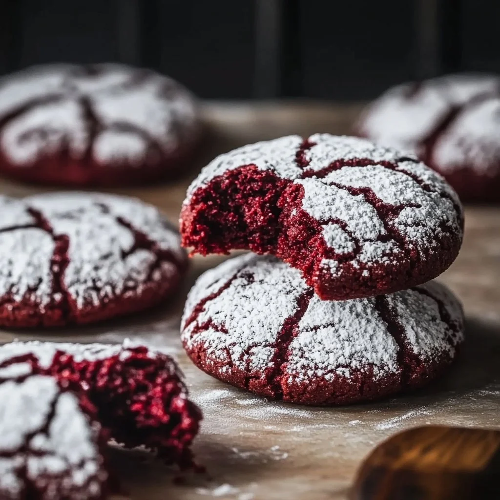 Red Velvet Crinkle Cookies