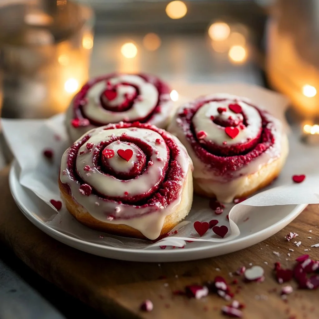 Red Velvet Valentine's Day Cinnamon Rolls