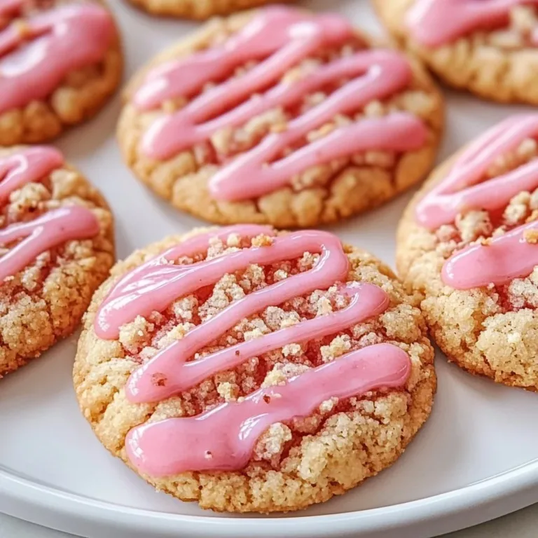 Freshly baked strawberry crunch cookies on a plate