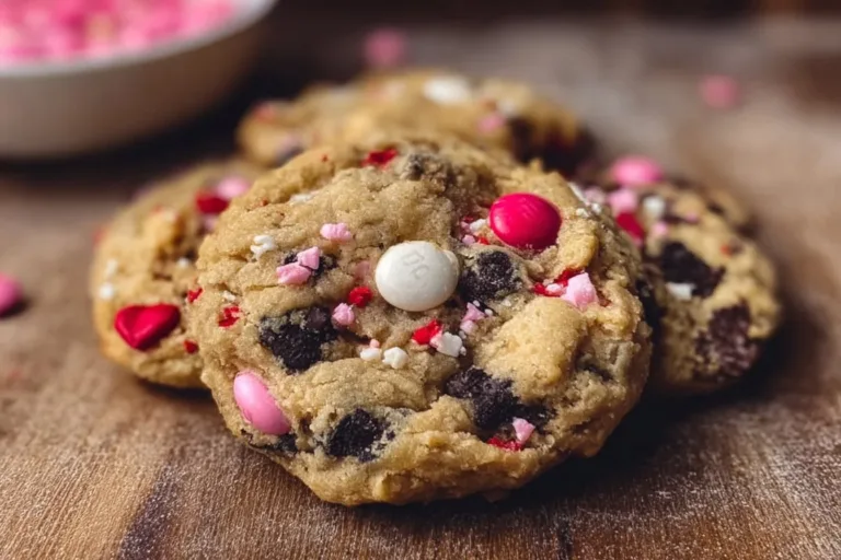Valentine's Day Oreo M&M's Cookies on a festive plate.