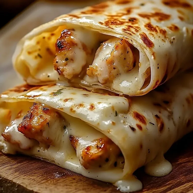 Delicious Cheesy Garlic Chicken Wraps served on a plate