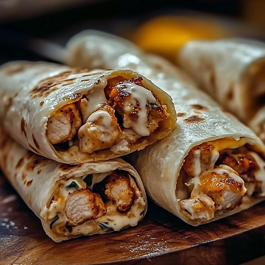 Cheesy Garlic Chicken Wraps