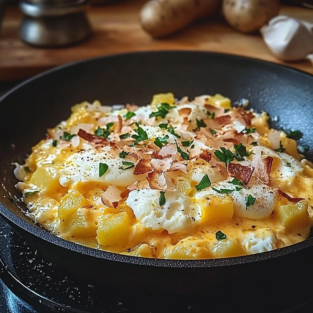 Cheesy Potato Egg Scramble