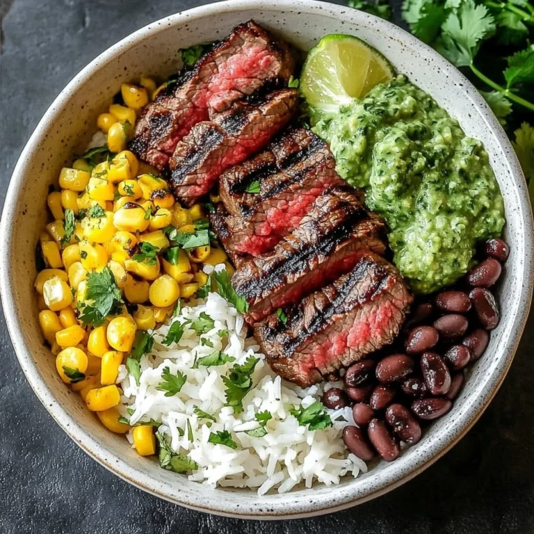 Cilantro Lime Steak Bowls with fresh ingredients and spices