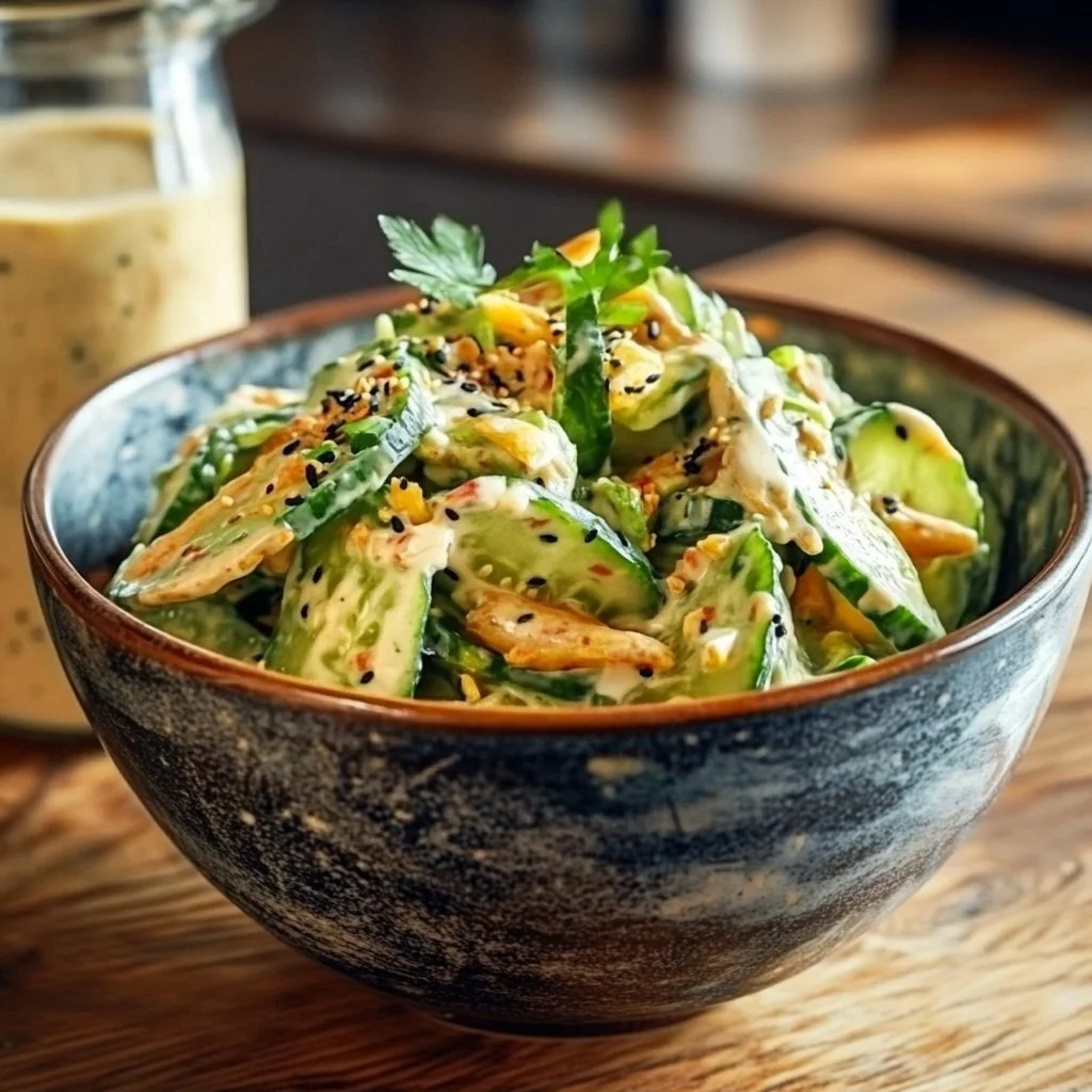 Creamy Asian Cucumber Salad Bowl Recipe