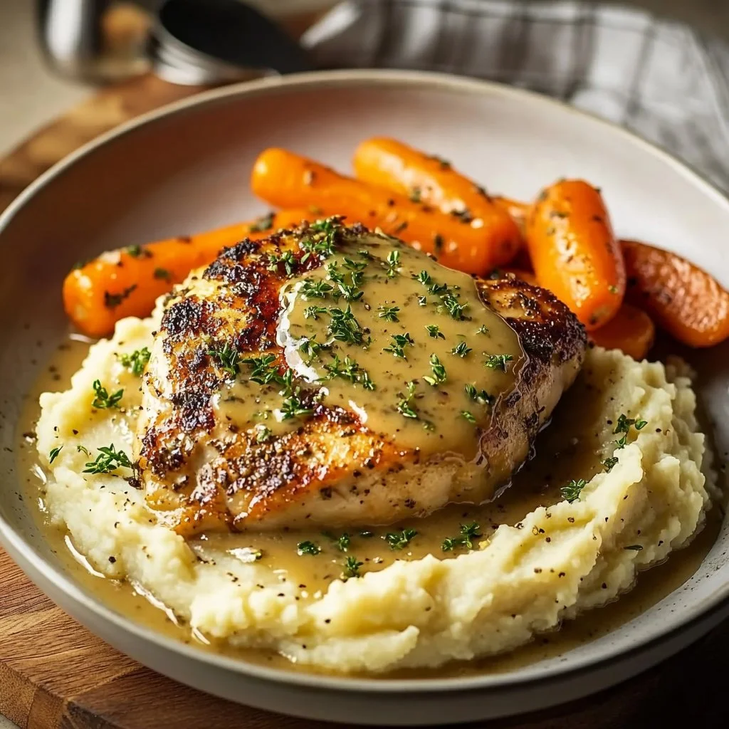 Creamy Herb Chicken with Mashed Potatoes & Glazed Carrots: A Complete Comfort Food Dinner