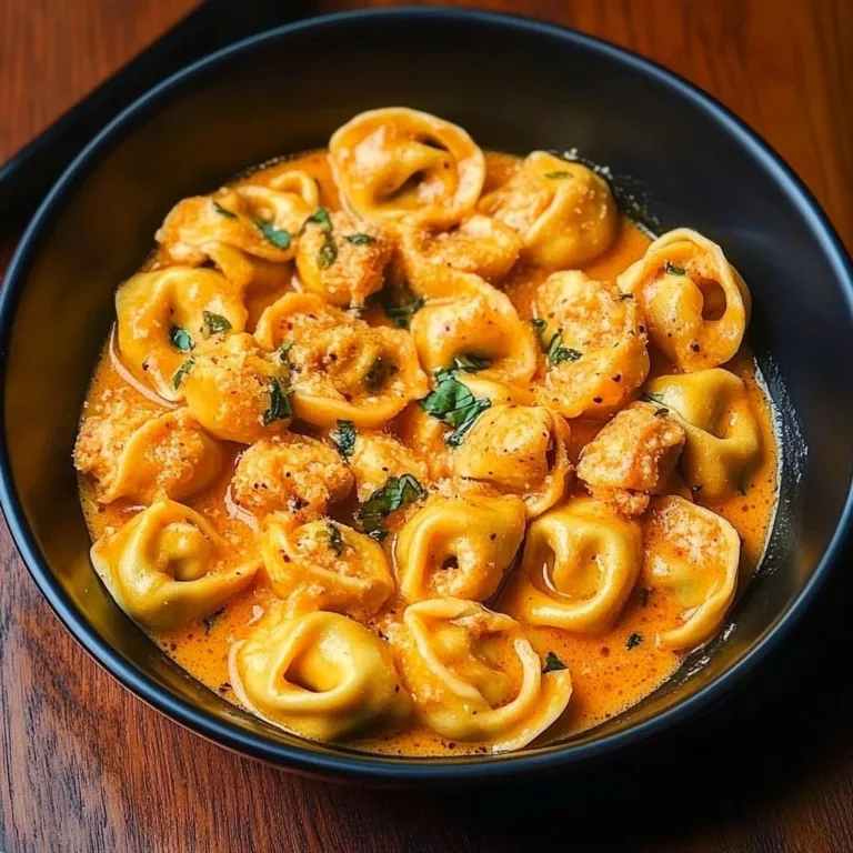 Delicious CrockPot Chicken Tortellini served in a bowl with herbs
