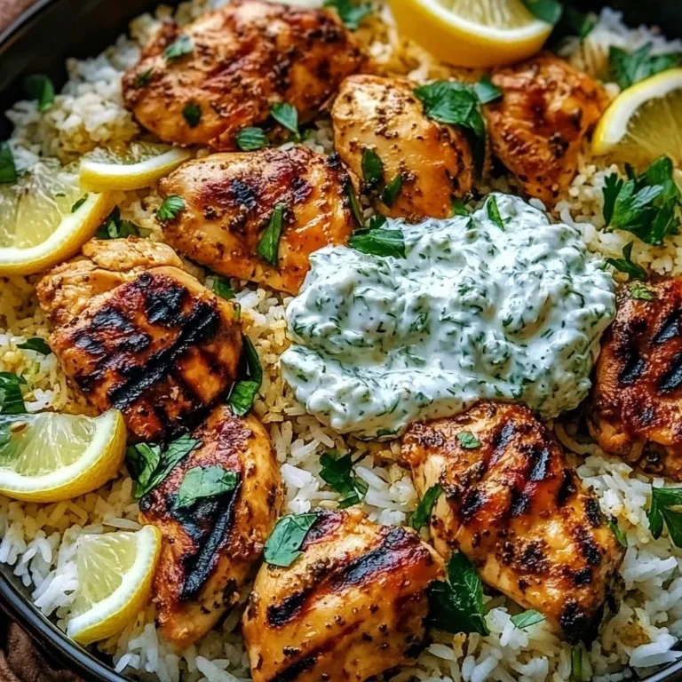 Dump and Bake Chicken Tzatziki Rice dish served in a bowl