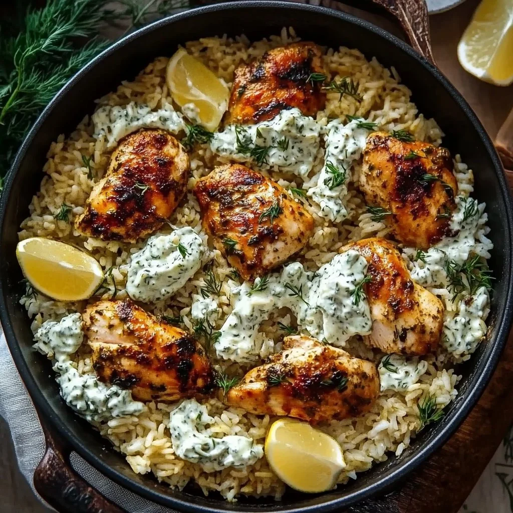 Dump and Bake Chicken Tzatziki Rice for Effortless Flavor