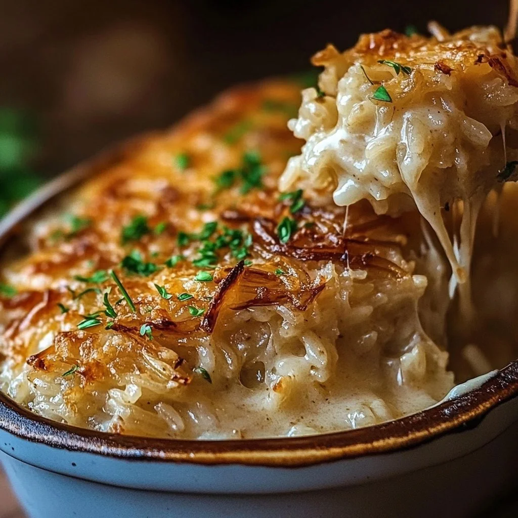 French Onion Chicken Rice Bake