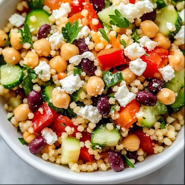 Healthy Mediterranean Couscous Salad with fresh vegetables and herbs