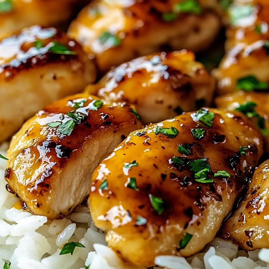 Honey Garlic Chicken Breasts served with vegetables on a plate