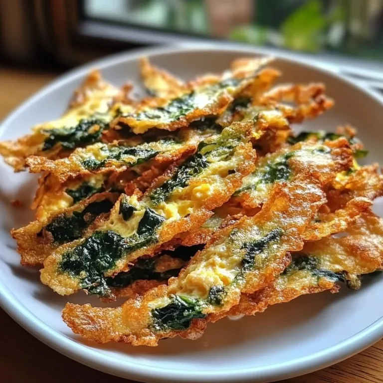 Plate of delicious Mediterranean Spinach Feta Crisps garnished with herbs.