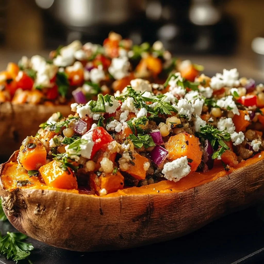 Mediterranean Stuffed Sweet Potatoes