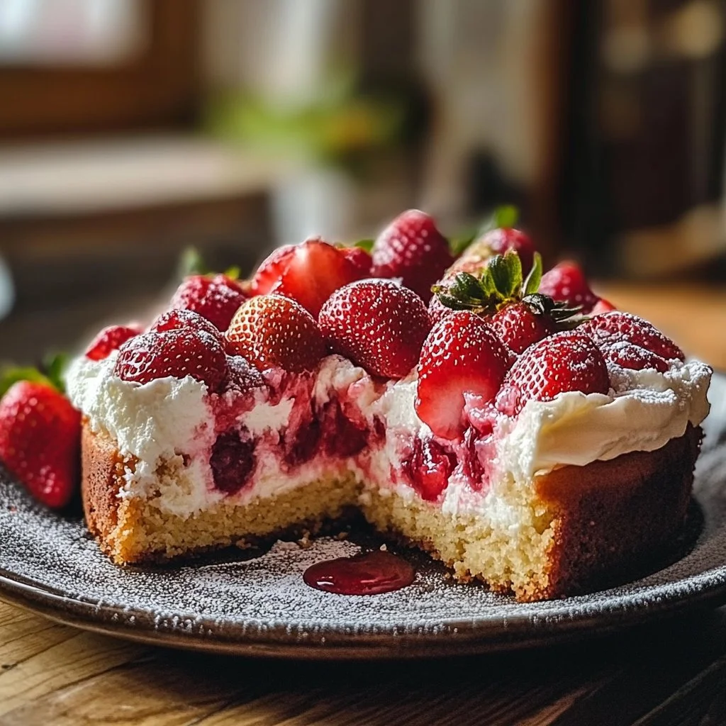Strawberry Earthquake Cake