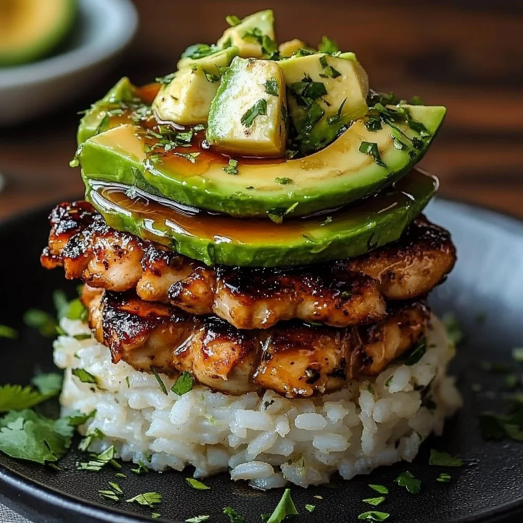Tangy Honey Lime Chicken & Avocado Rice Stack That Delights